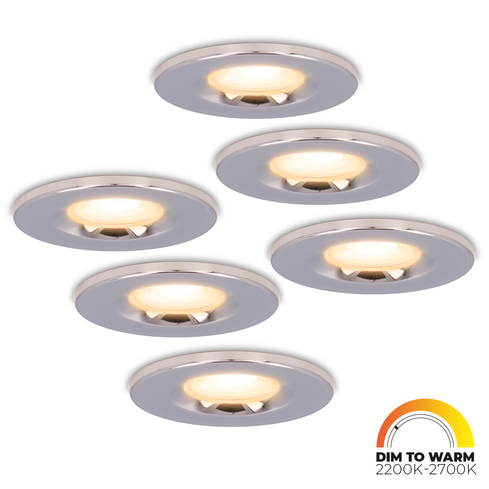 6x Venezia LED Inbouwspots - 6W 460lm - Dim to warm - IP65 - Chroom