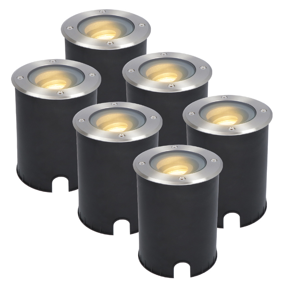 6x Lilly LED Grondspots - Kantelbaar - GU10 4W 345lm - 2700K - RVS - IP67 - Dimbaar
