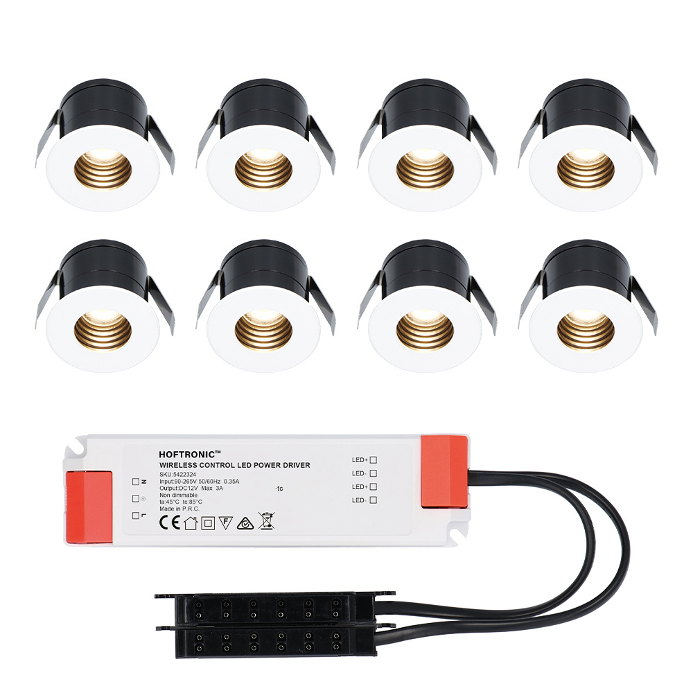 8x Betty 12V Mini LED Inbouwspots - 3W 140lm - 2700K - IP44 - Verzonken - Wit
