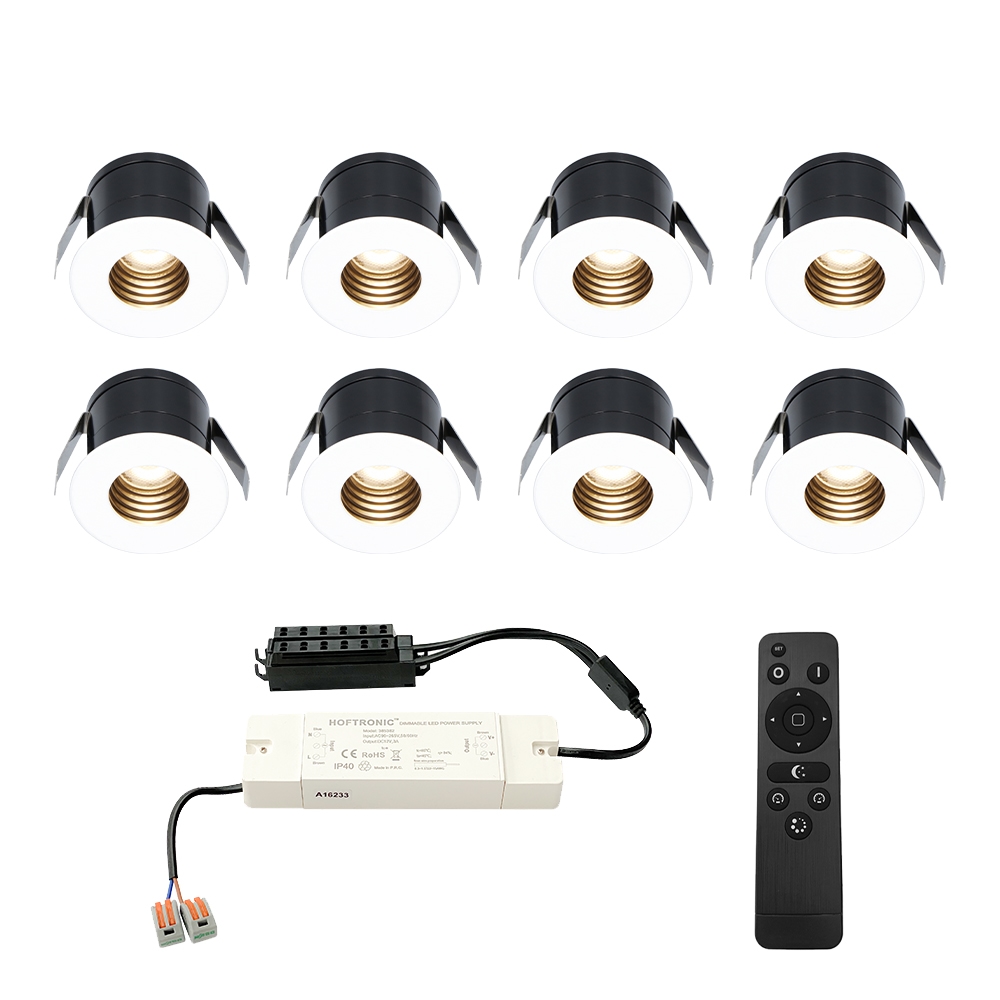 8x Betty 12V Mini LED Einbaustrahler - 3W 140lm Dimmbar - 2700K - IP44 - Blendfrei