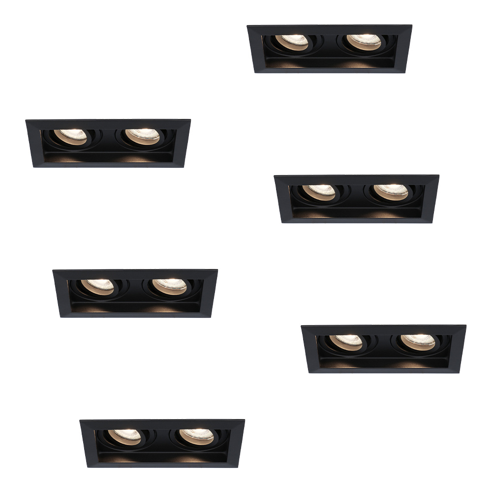 6x Durham LED Dubbele inbouwspots - 8W 690lm - 4000K - GU10 - Dimbaar Kantelbaar