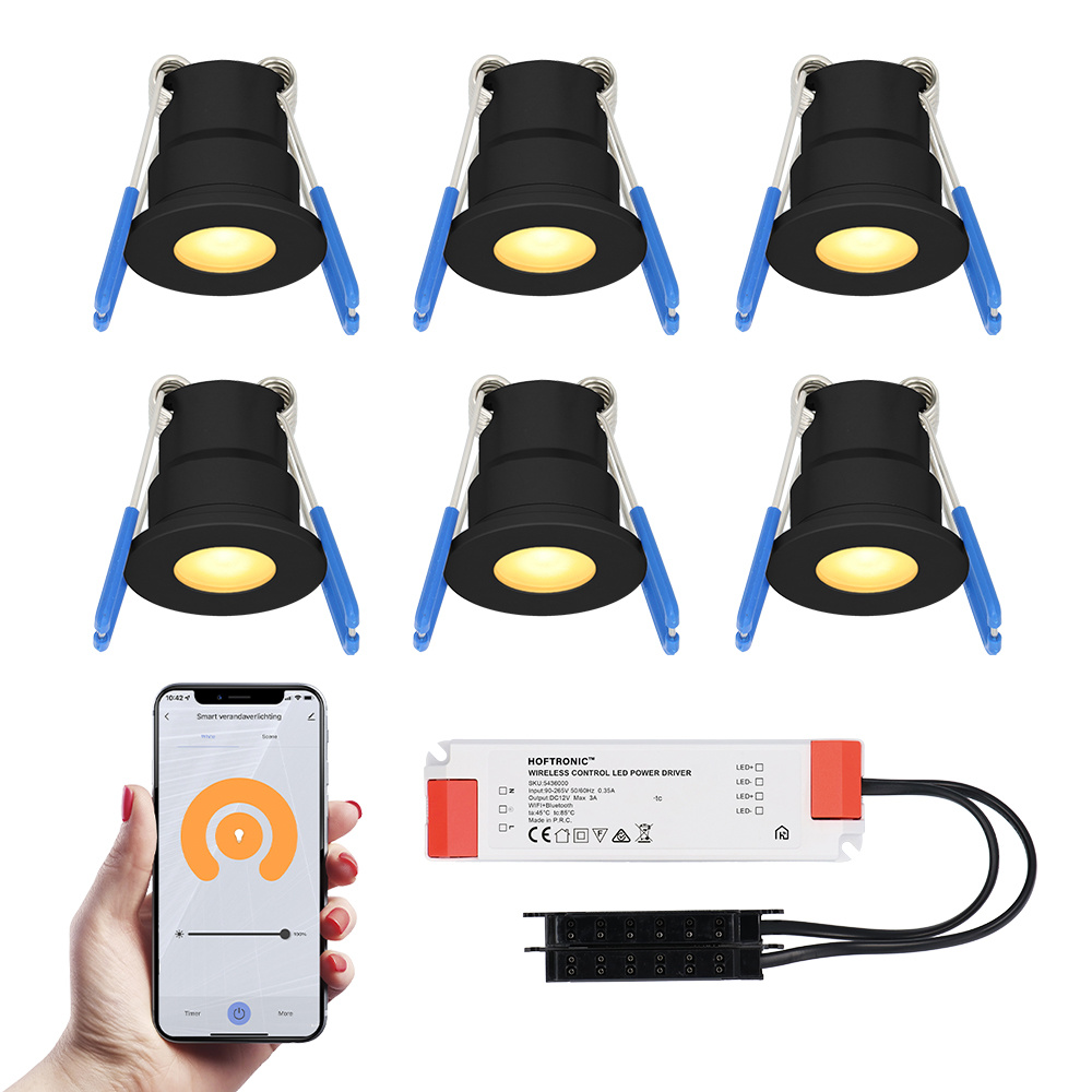 6x Milano Smart Mini LED Einbaustrahler mit trafo - 12V 3W 200lm - 2700K - IP65