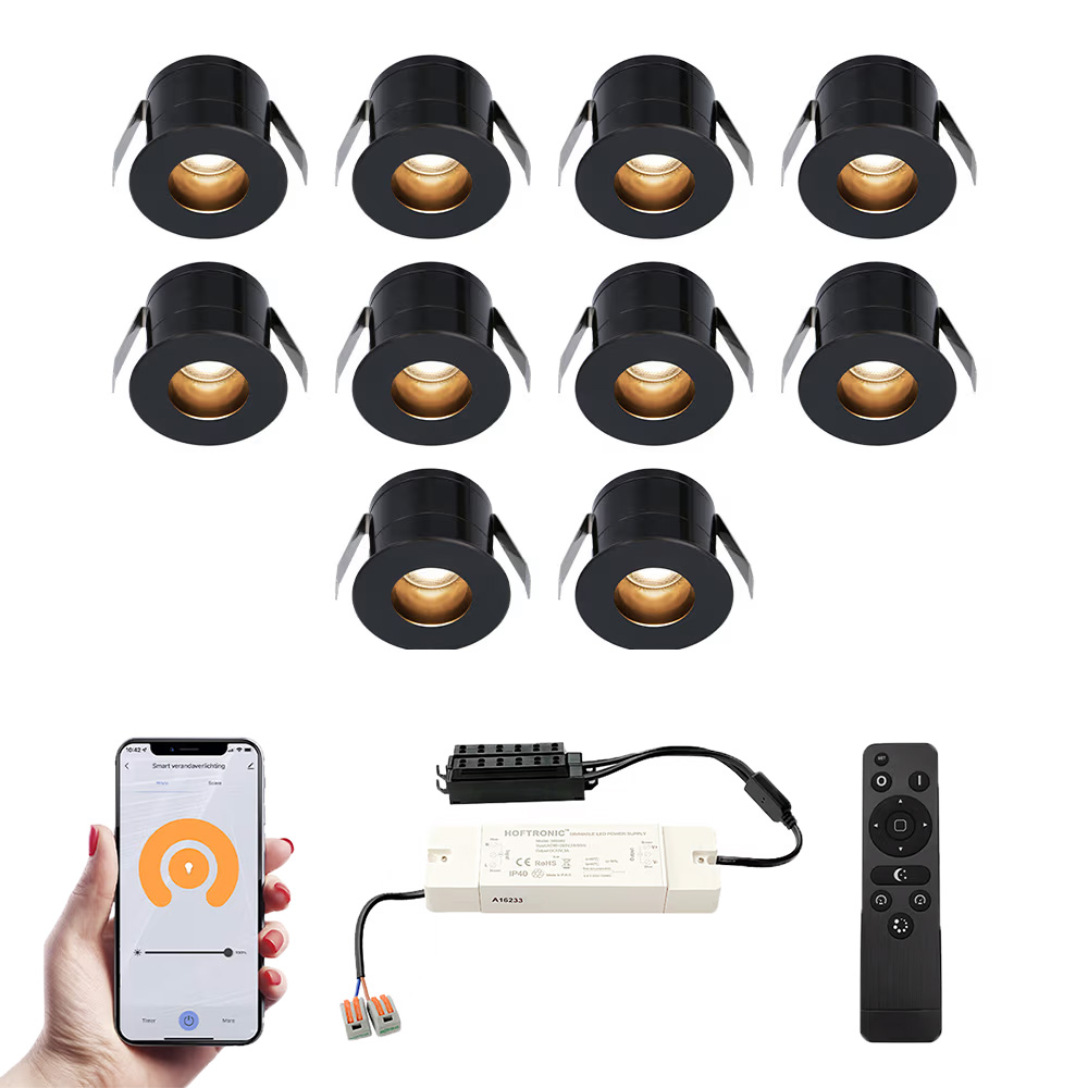 10x Olivia Smart Mini LED Einbaustrahler mit trafo - 12V 3W 150lm - 2700K - IP44