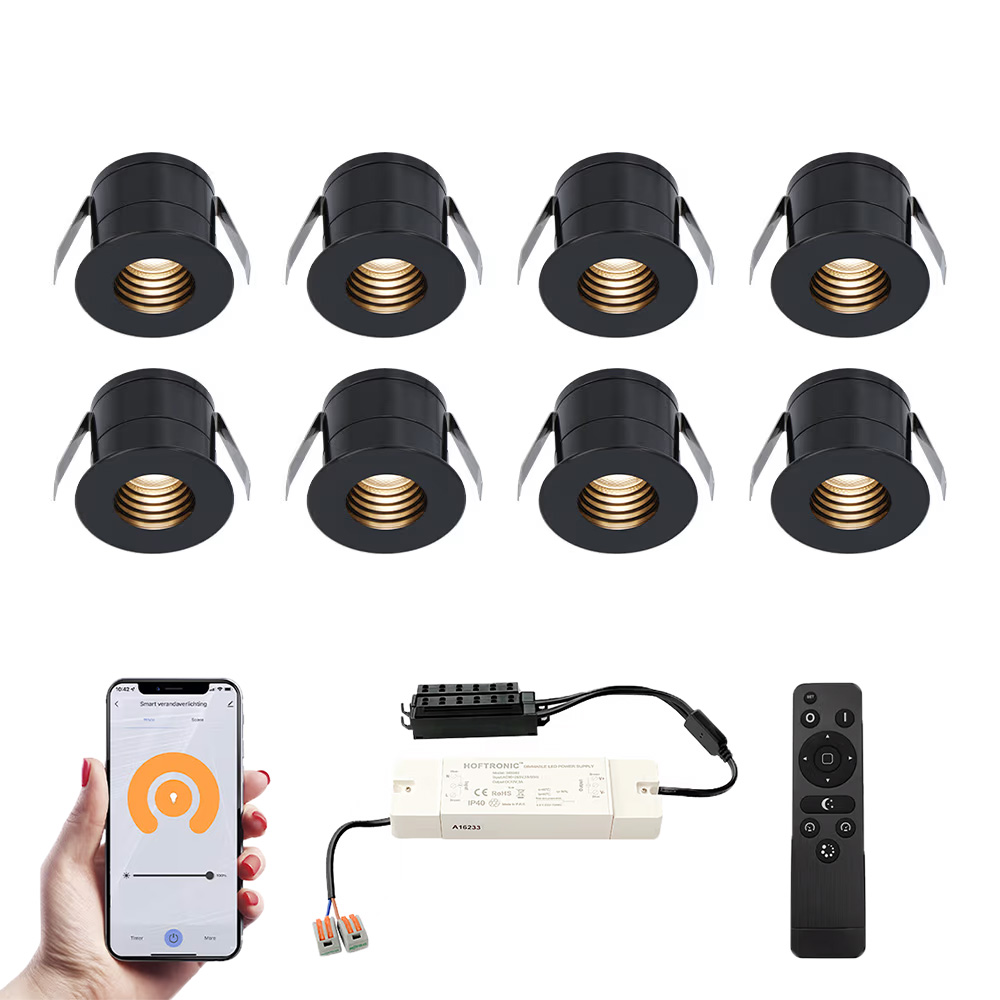 8x Betty Smart Mini LED Einbaustrahler mit trafo - 12V 3W 140lm - 2700K - IP44