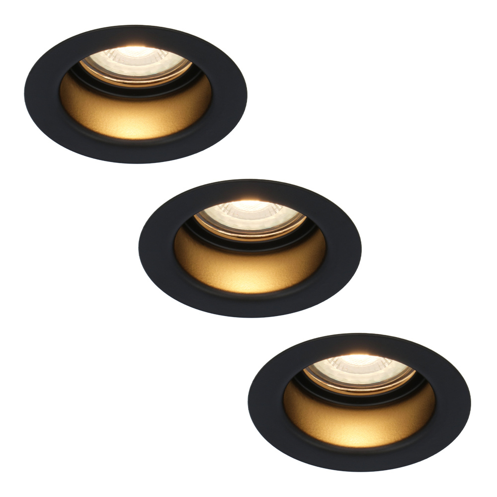 3x Mari LED Recessed Downlights - 4W 345lm - Dimmable - GU10 - 2700K - IP65 - Black