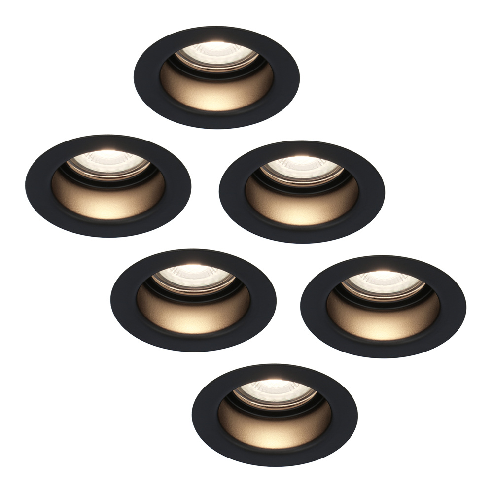 6x Mari LED Recessed Downlights - 4W 345lm - Dimmable - GU10 - 4000K - IP65 - Black