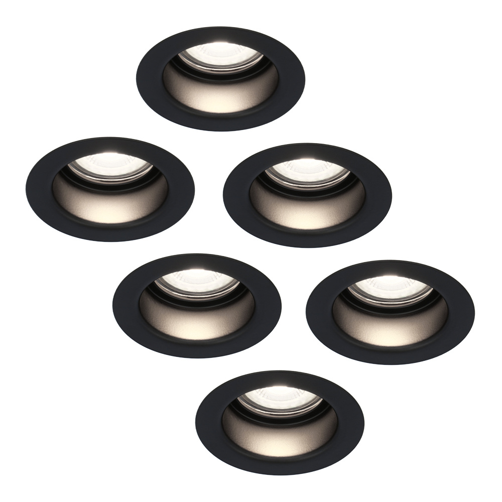 6x Mari LED Recessed Downlights - 4W 345lm - Dimmable - GU10 - 6500K - IP65 - Black