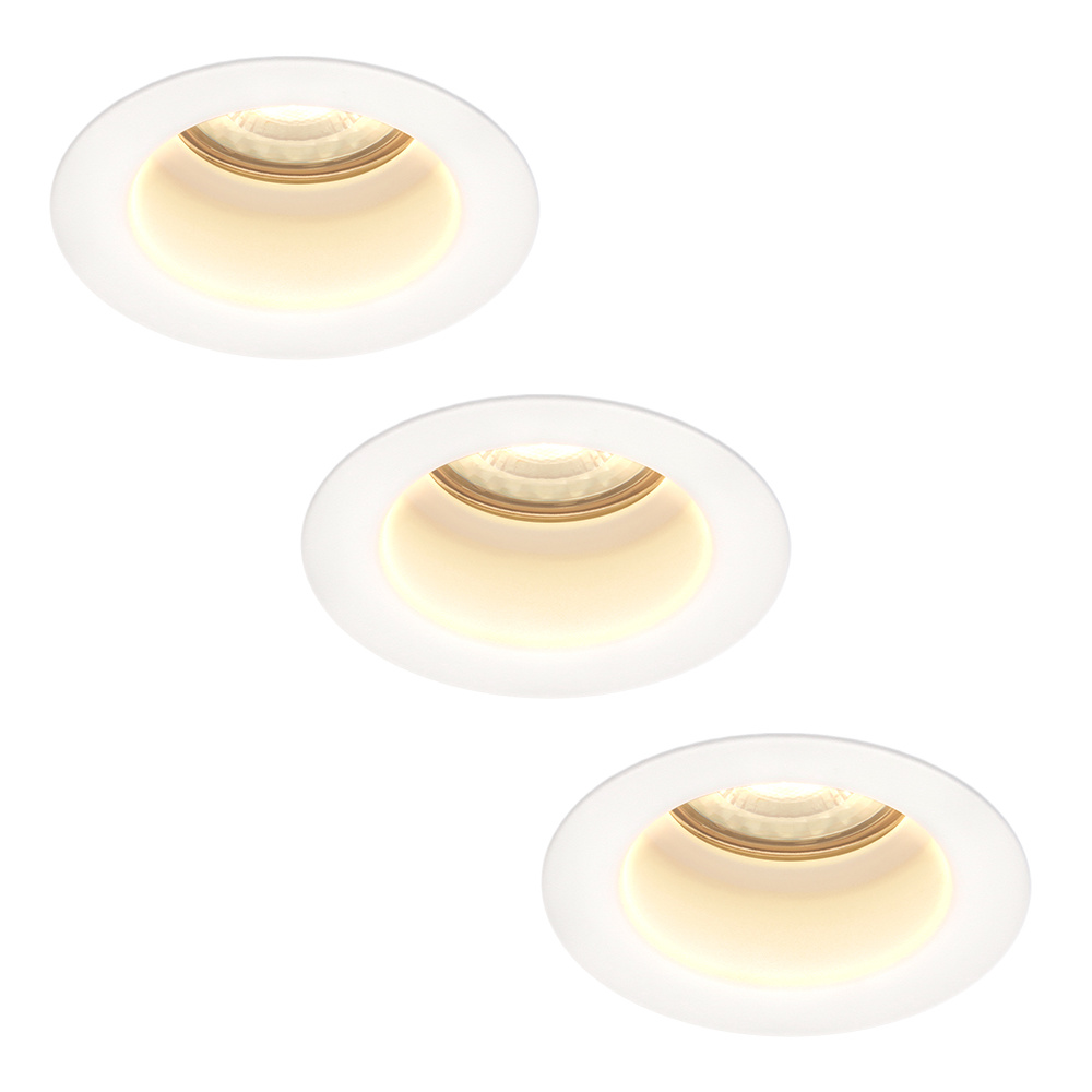 3x Mari LED Recessed Downlights - 4W 345lm - Dimmable - GU10 - 2700K - IP65 - White