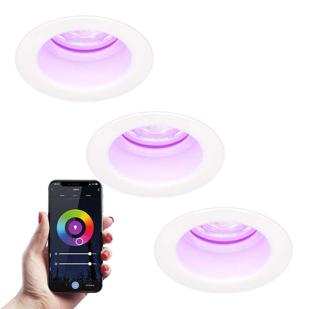 3x Mari Smart Einbaustrahler - 5,5 345 Lumen - Wifi + Ble - RGBWW - GU10 - Weiß