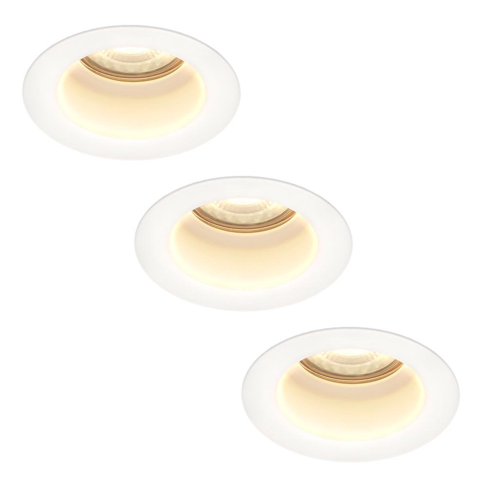 3x Mari LED Einbaustrahler flach - 6W 570 Lumen - 2700K - Blendfrei - Weiß