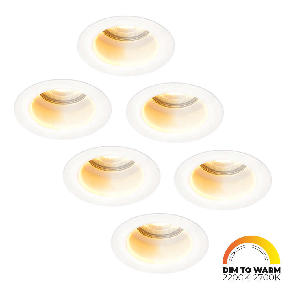 6x Mari Spot LED Encastrable Plat - 3,8W 220 Lumen - Dim to warm - IP65 - Blanc