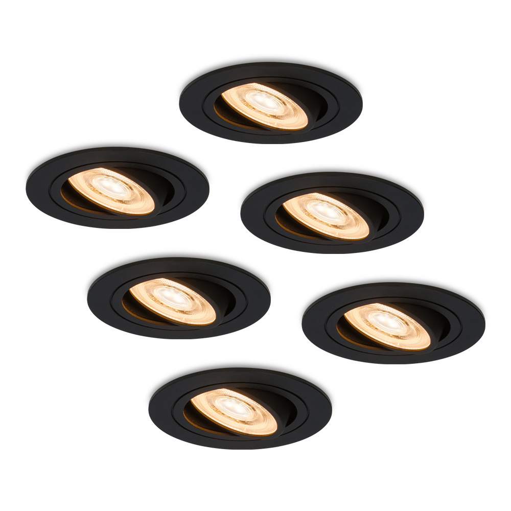 6x Miro LED Einbaustrahler 58mm - 6W 570lm - 2700K - IP20 - Dimmbar Schwenkbar