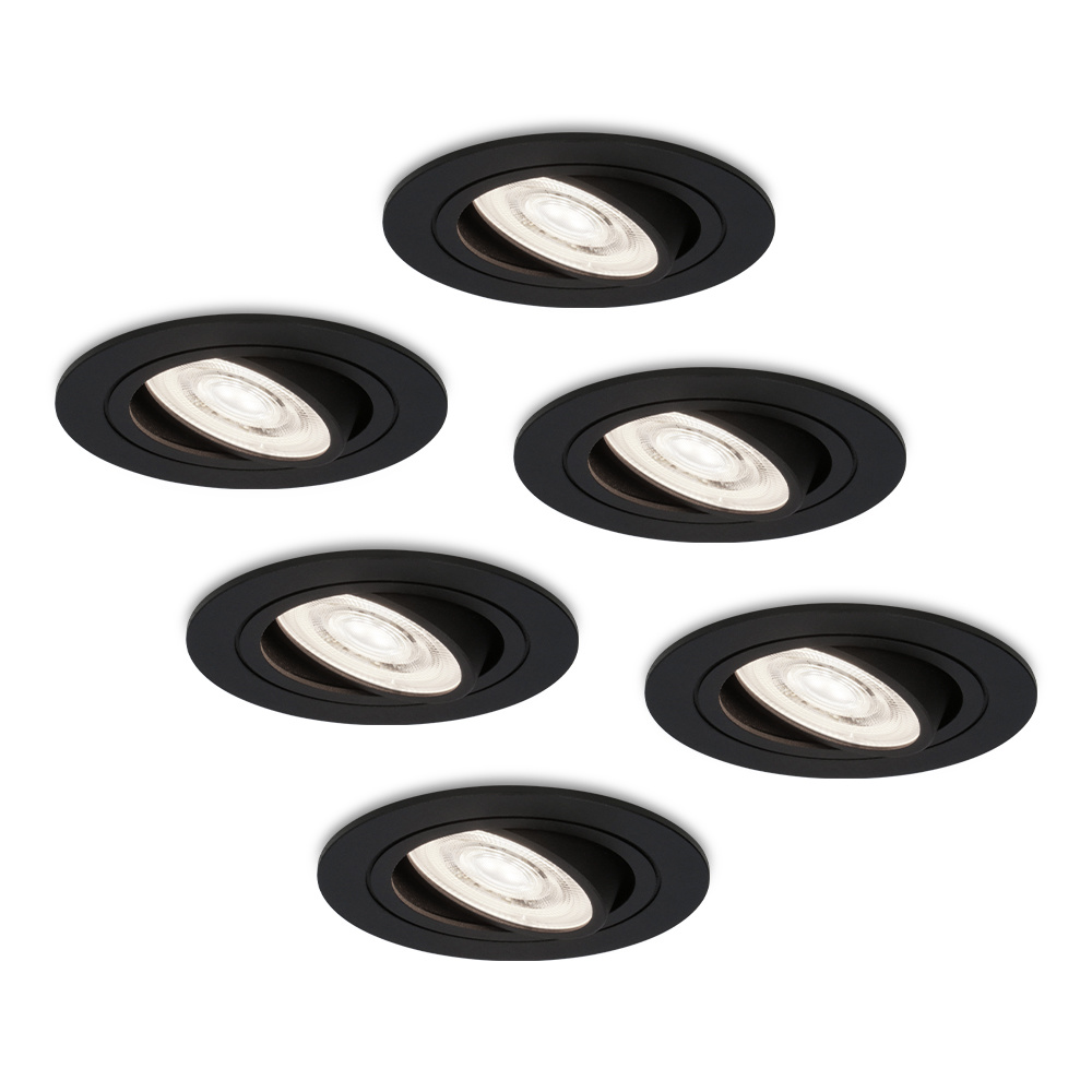 6x Miro LED Recessed Downlights Thin 58mm- 3.8W 270lm - 6000K - IP20 - Tiltable