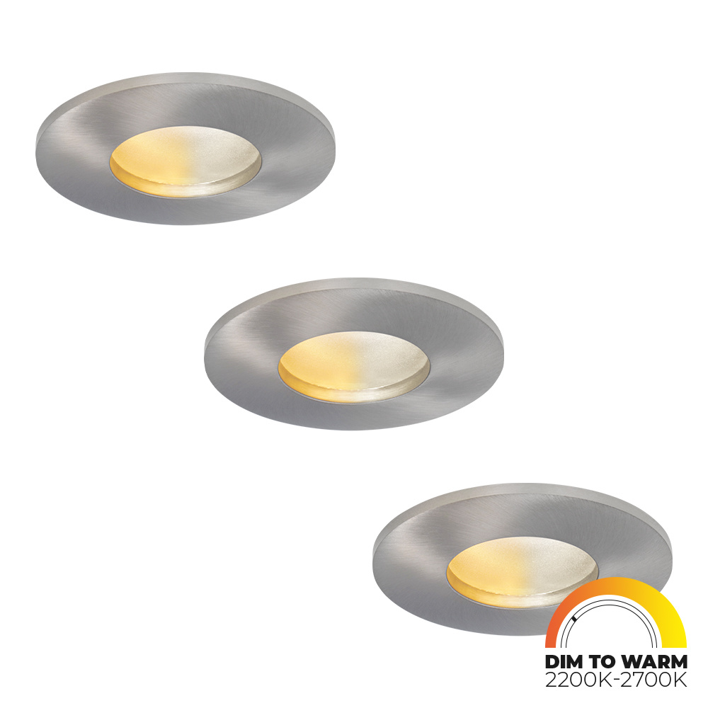 3x Vegas LED Recessed Downlights Thin - 3.8W 220lm - 60mm - Dim to warm - IP44