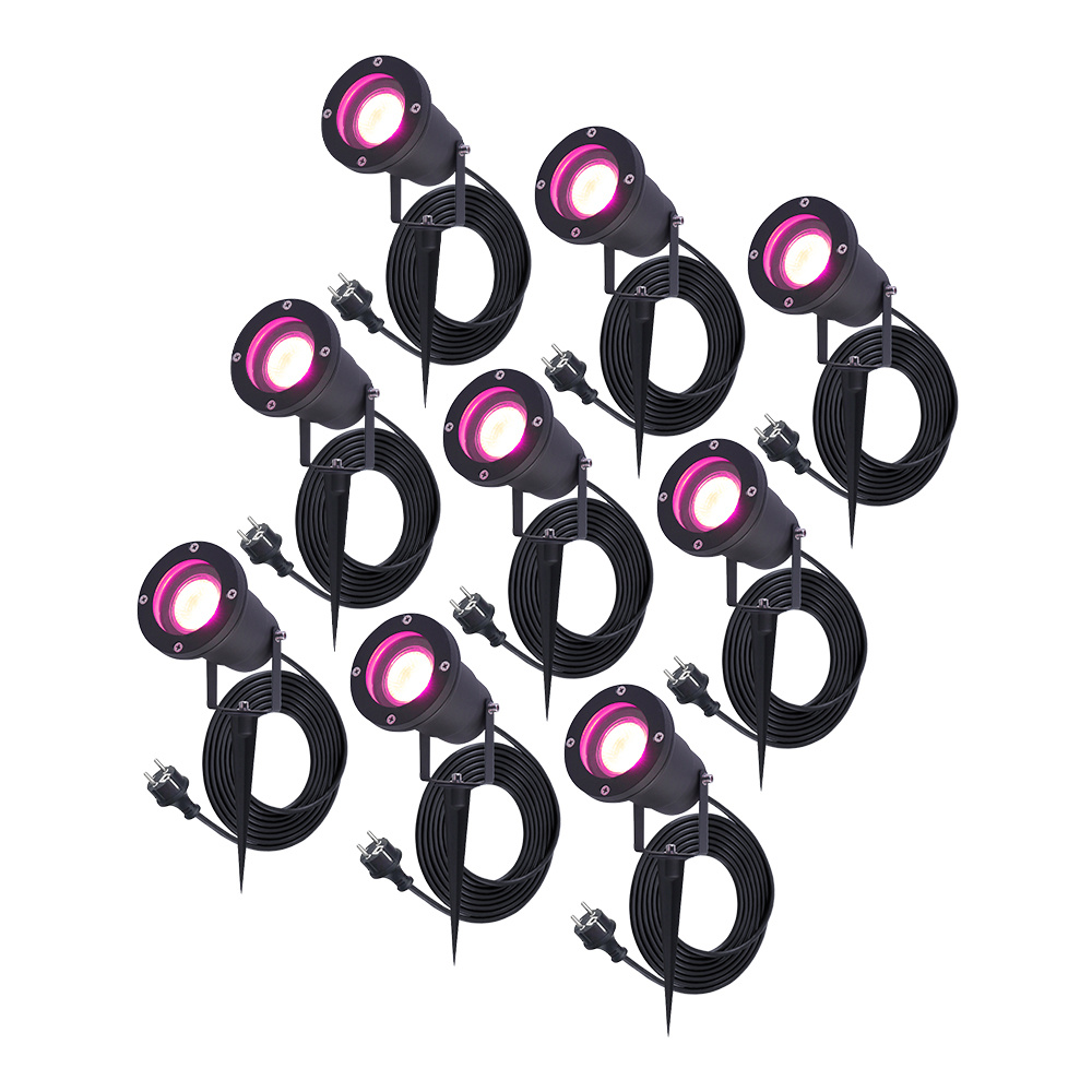 9x Sydney Smart Gartenstrahler - Wifi+Ble - 5,5W 345lm - IP65 - RGBWW - 1,5m Kabel