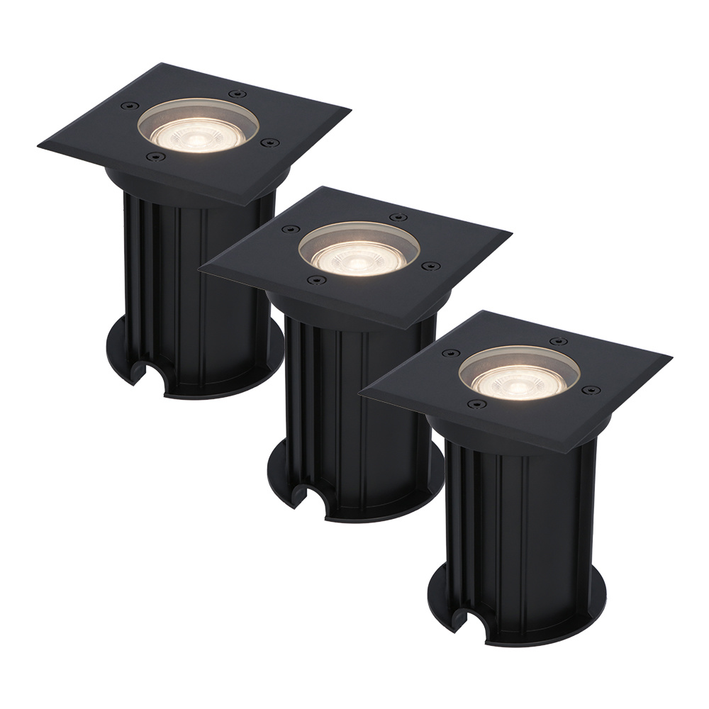 3x Ramsay LED Nedgravningsspots - Dæmpbar - GU10 - 4W 345lm - 4000K - sort - IP67