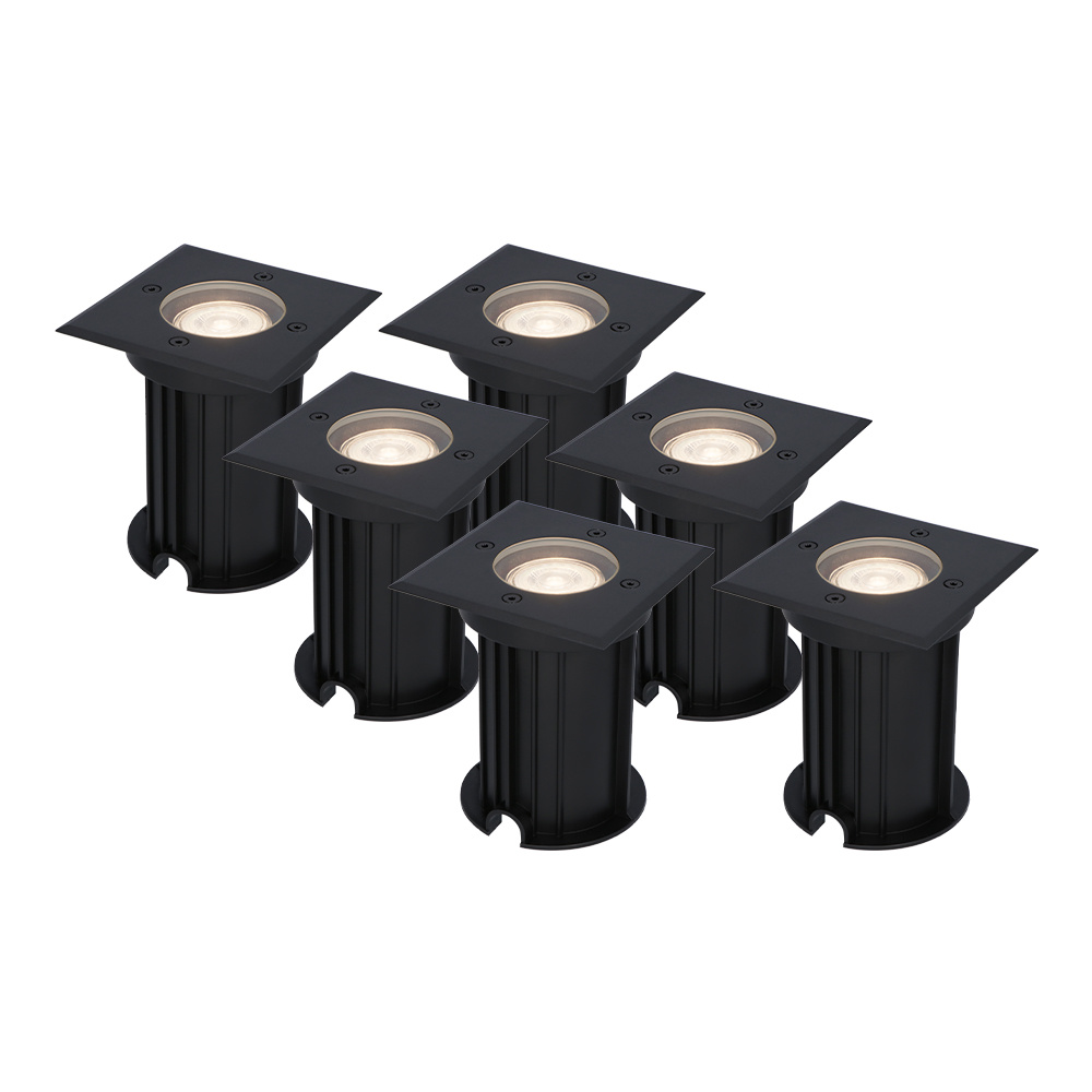 6x Ramsay LED Nedgravningsspots - Dæmpbar - GU10 - 4W 345lm - 4000K - sort - IP67