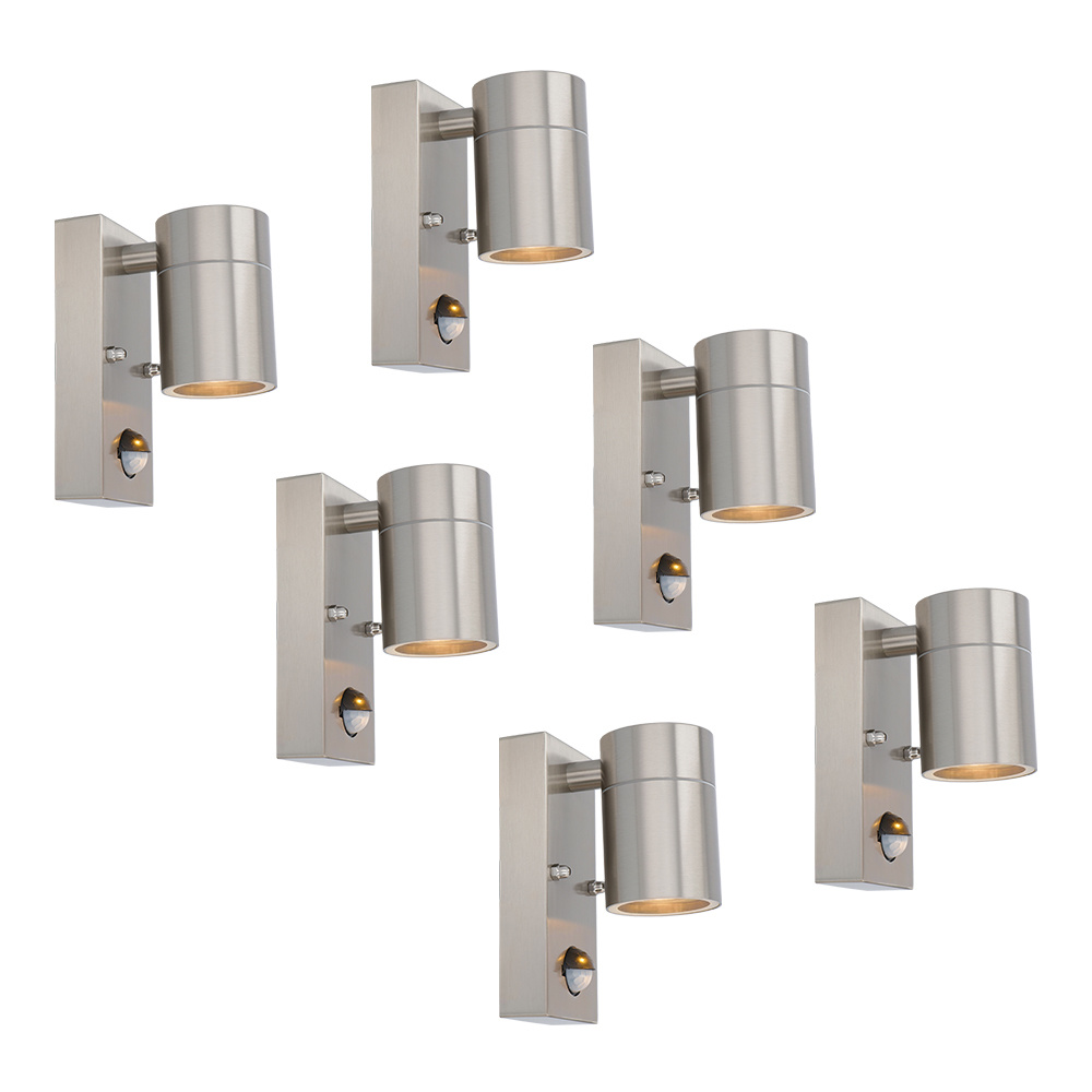 6x Mason LED-væglamper - Sensor  - GU10 - 2700K - 4W 345lm - IP44 - Rustfrit stål