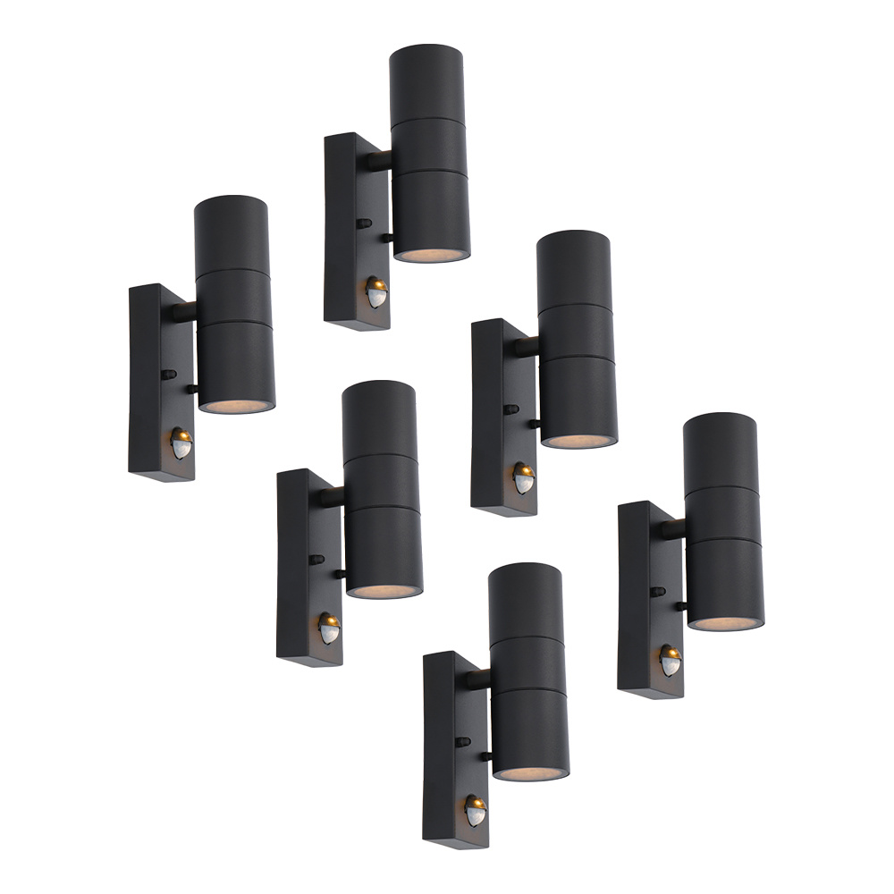 6x Blenda LED Væglampe - Sensor - 2700K - 8W 690lm - IP44 - Sort