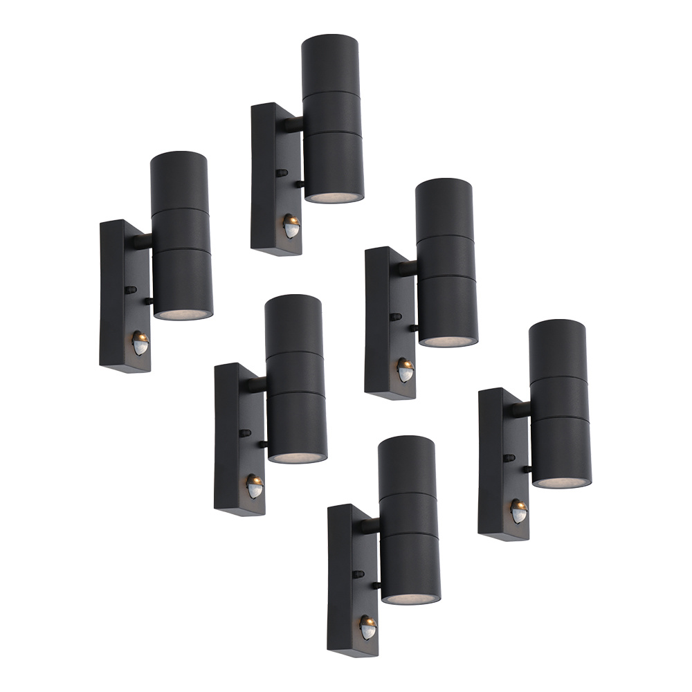 6x Blenda LED Væglampe - Sensor - 4000K - 8W 690lm - IP44 - Sort
