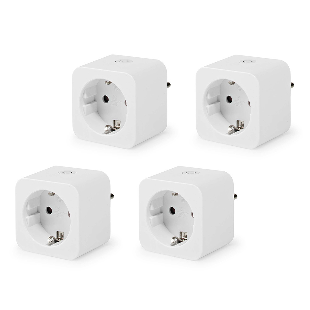 4x Smart Stekkers 16A - Energiemeter - Wit - Met Timer en Wifi Afstandsbediening