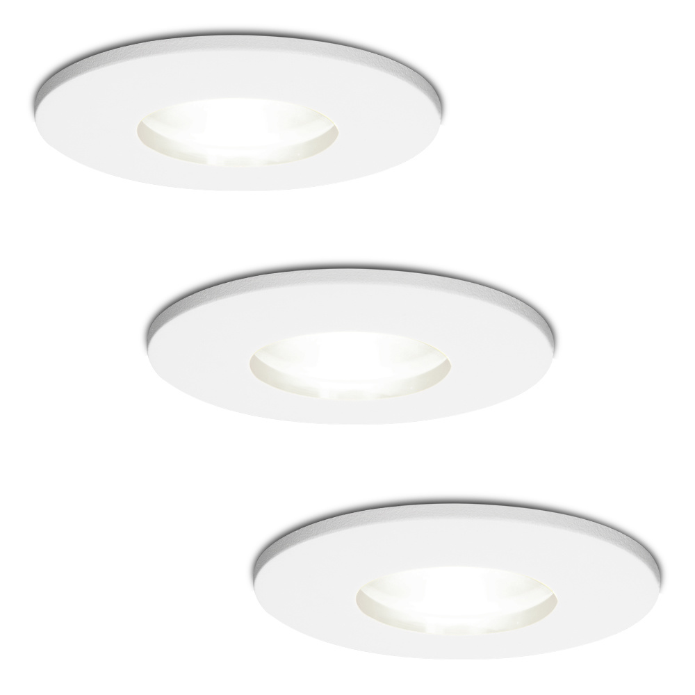 3x Barcelona LED Einbaustrahler - Dimmbar - 4 W 6500K - GU10 - IP44 - Weiß