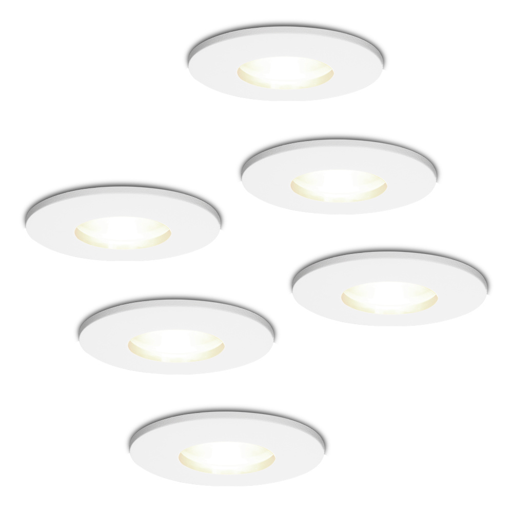 6x Barcelona LED Einbaustrahler - Dimmbar - 4000 K - 4 Watt - GU10 - IP44 - Weiß
