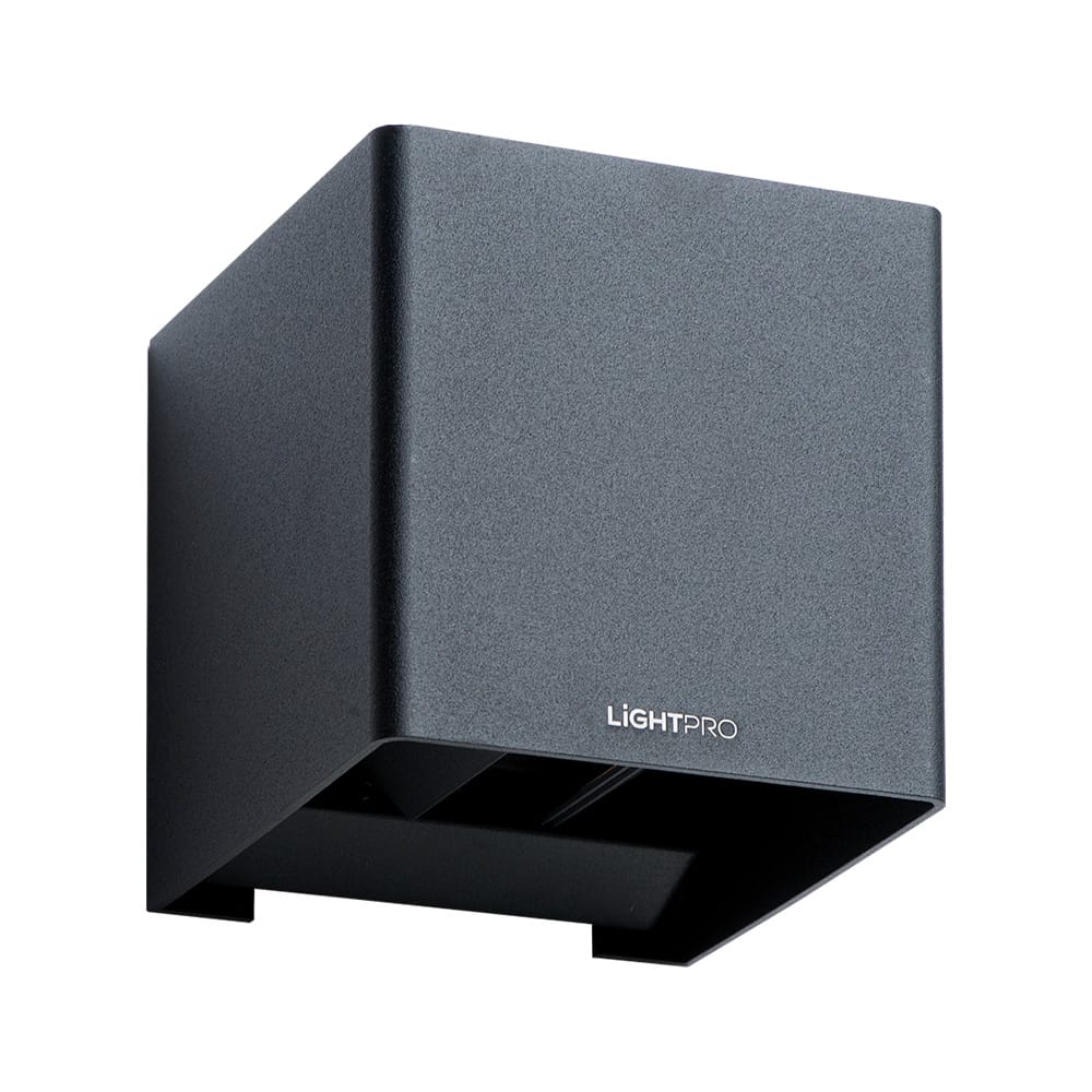 Ixion LED Wandlamp 9 Watt 575 Lumen 3000K warm wit 12V IP44 Waterdicht Kubus Up downlight Antraciet