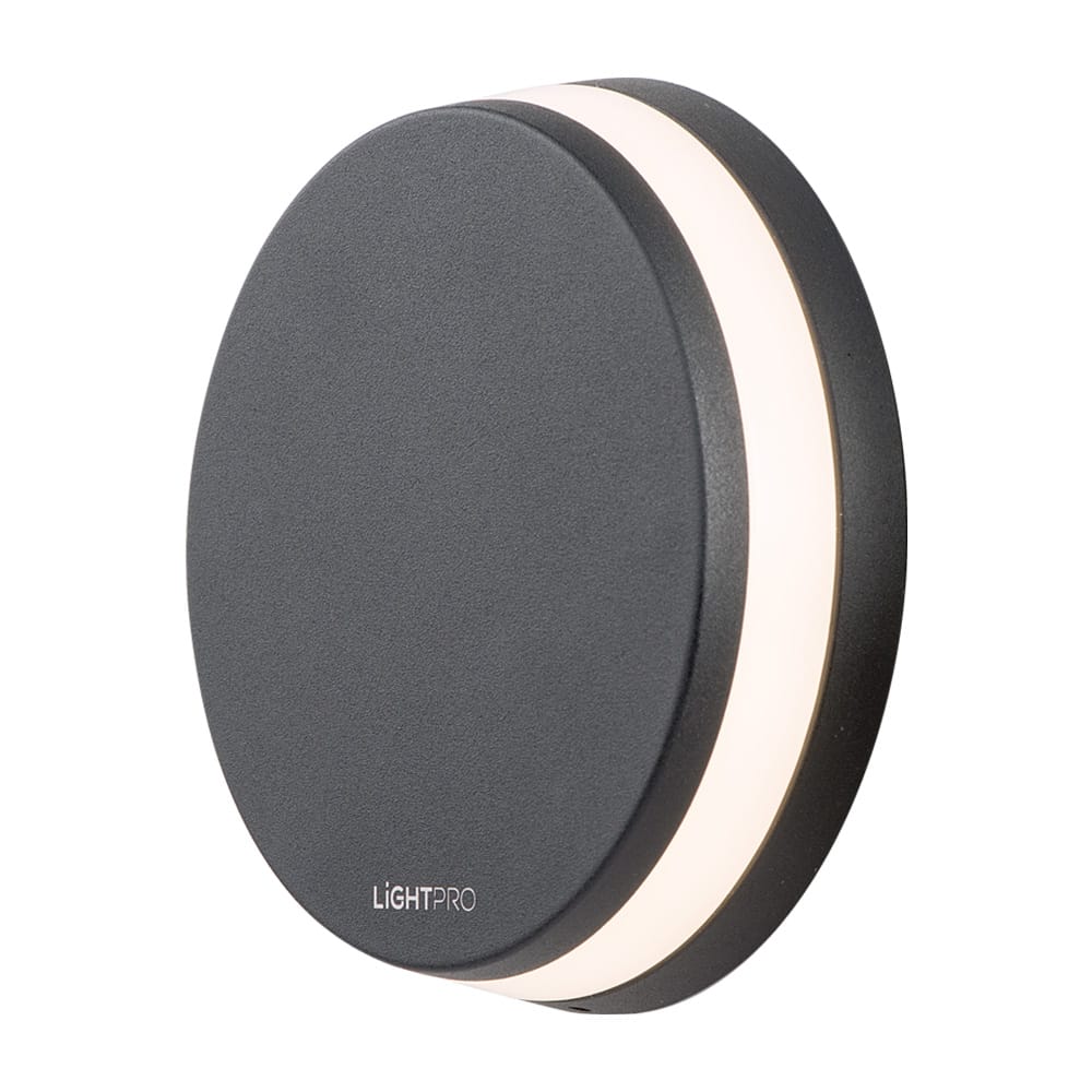 Polaris LED Wandlamp 6 Watt 43 Lumen 3000K warm wit 12V IP44 Waterdicht Rond 360 graden Stralingshoek Antraciet