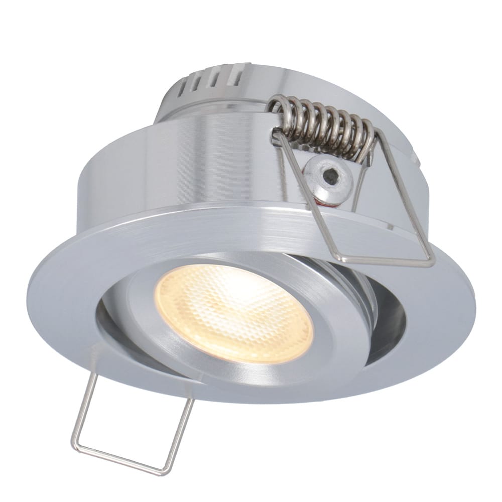 Sienna mini LED Inbouwspot 12 Volt 3 Watt 200 lumen 2700K warm wit Dimbaar Kantelbaar Plat 30mm IP44 RVS Look