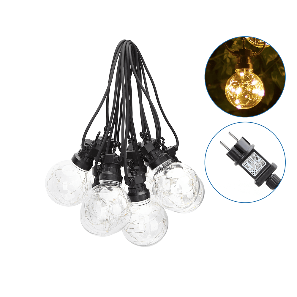 8m LED Prikkabel - String Light - 10 Transparante LEDs - 3000K Warm wit - IP44 Lichtsnoer buiten afbeelding