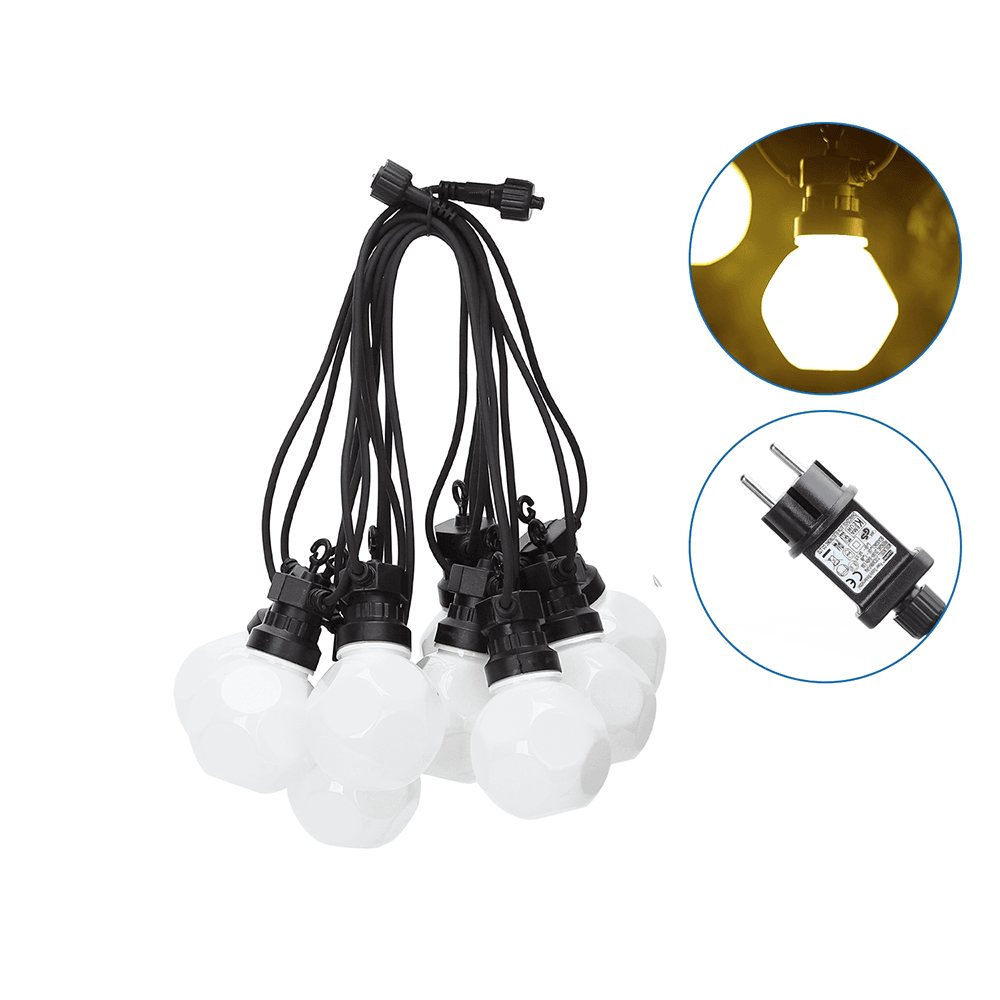 LED String Light 8m - 10 Milky LEDs - 3000K Warm wit - IP44 Waterdicht - Lichtsnoer buiten afbeelding
