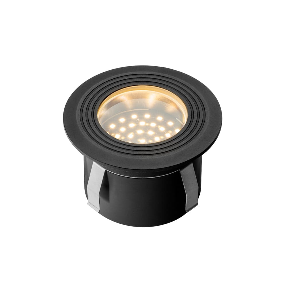 Onyx 60 LED Grondspot 1 Watt 5 Lumen 2700K warm wit 12V Tuinspot IP67 Waterdicht Vlonderspot Rond Antraciet
