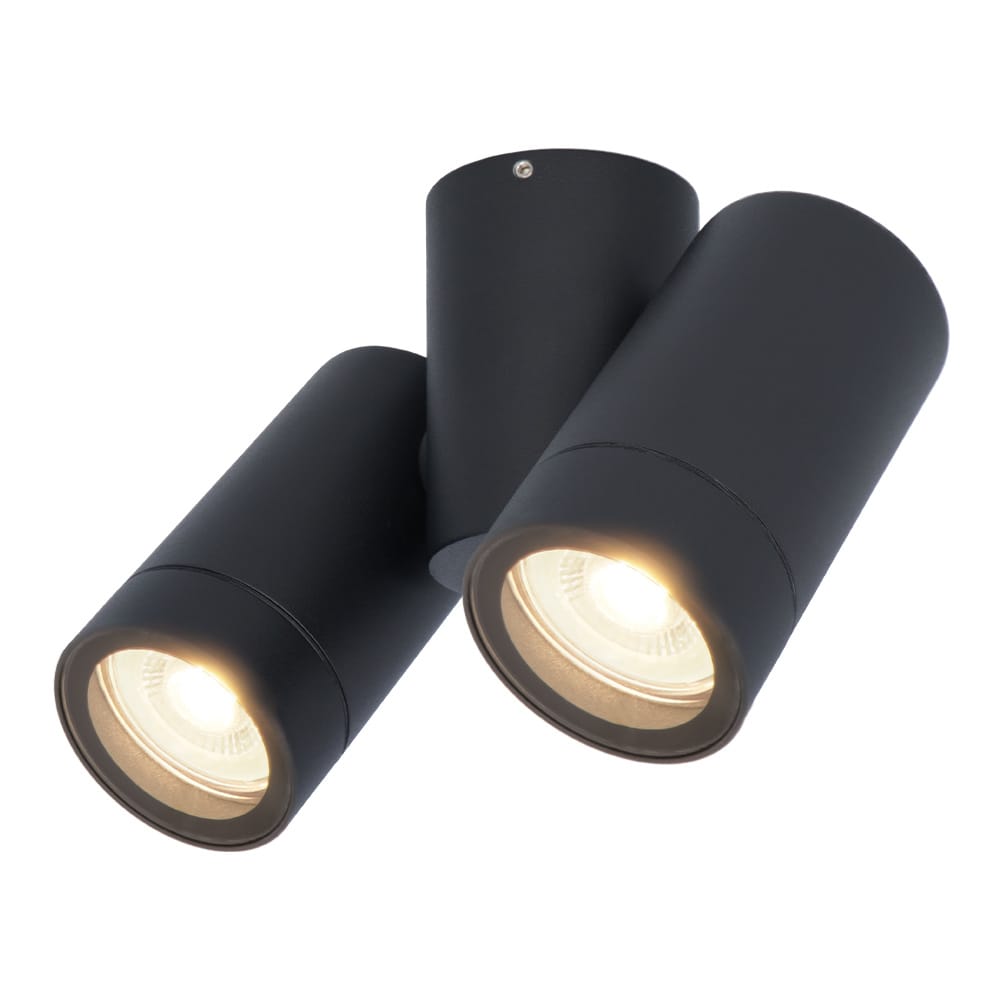 Silva LED plafondlamp - Kantelbaar - 2x 4 Watt 345 Lumen - 4000K neutraal wit - IP64 Waterdicht - Plafondspot - Binnen en buitengebruik - Zwart afbeelding 1