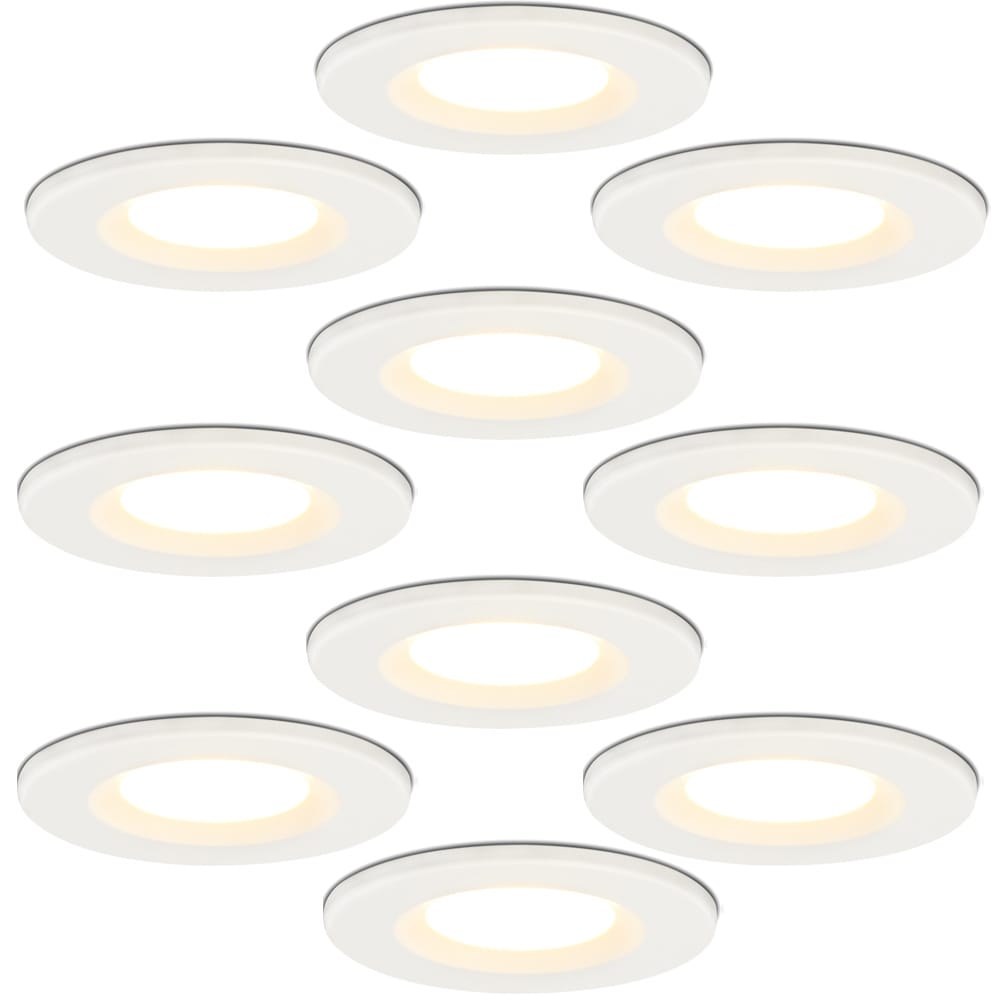 Set van 10 Venezia LED inbouwspots - 6 Watt 650 lumen - 2700K warm wit - Dimbaar - Rond - IP65 waterdicht - Wit - Voor binnen, buiten en badkamer afbeelding