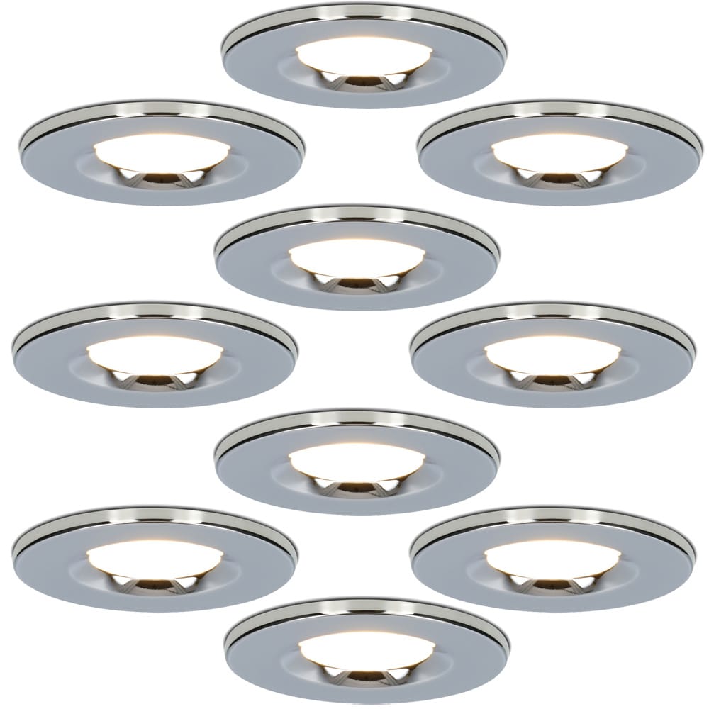 Set van 10 Venezia LED inbouwspots - 6 Watt 650 lumen - 2700K warm wit - Dimbaar - Rond - IP65 waterdicht - Chroom - Voor binnen, buiten en badkamer afbeelding