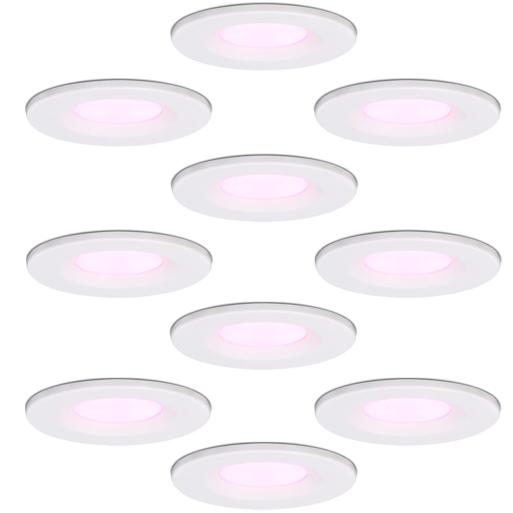 Set van 10 Venezia smart inbouwspots - IP65 waterdicht - 6 Watt 450 lumen - Wifi + Bluetooth - RGBWW - Google Home, Amazon Alexa en Siri - Wit - Plafondspots afbeelding