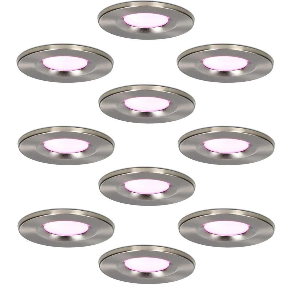 Set van 10 Venezia smart inbouwspots - IP65 waterdicht - 6 Watt 450 lumen - Wifi + Bluetooth - RGBWW - Google Home, Amazon Alexa en Siri - RVS - Plafondspots afbeelding