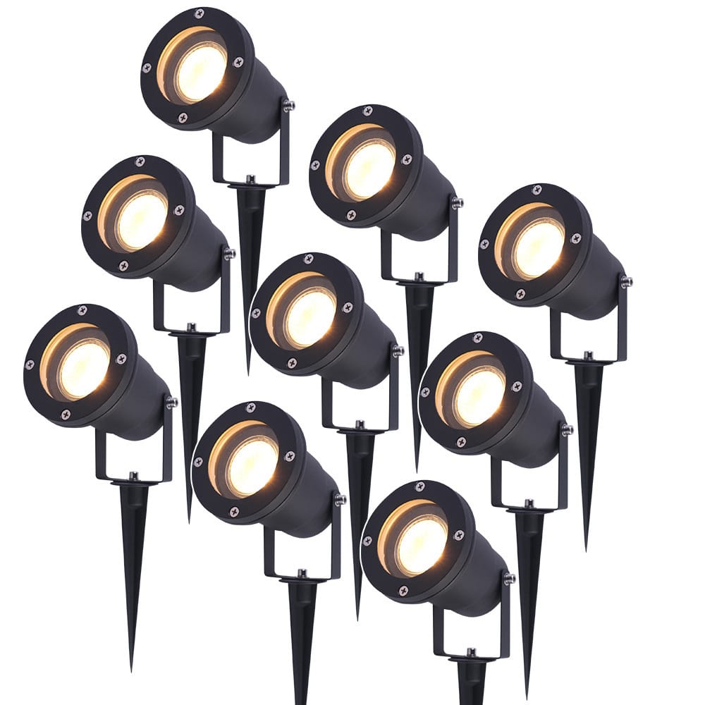 Set van 9 LED prikspots - 4 Watt 345 lumen - Dimbaar - Kantelbaar - 2700K warm wit - GU10 - IP65 Waterdicht - Zwart - Tuinspots afbeelding