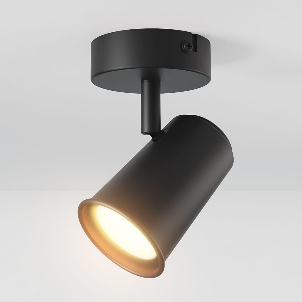 Riga - LED plafondlamp - 4 Watt 345 lumen - 2700K Warm wit - Draaibaar en dimbaar - GU10 - Kantelbaar - Plafondspot - IP20 voor binnen - Zwart afbeelding