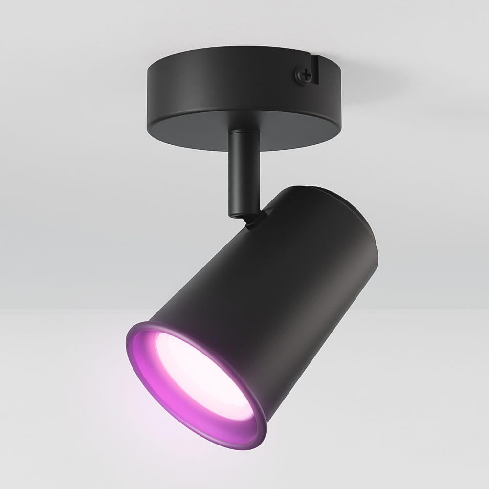 Riga - LED smart plafondlamp - 5 Watt 400 Lumen - Draaibaar en kantelbaar - GU10 - RGBWW - Wifi + Bluetooth - Google Home, Amazon Alexa en Siri - Zwart - Bestuurbaar via App en Stem afbeelding