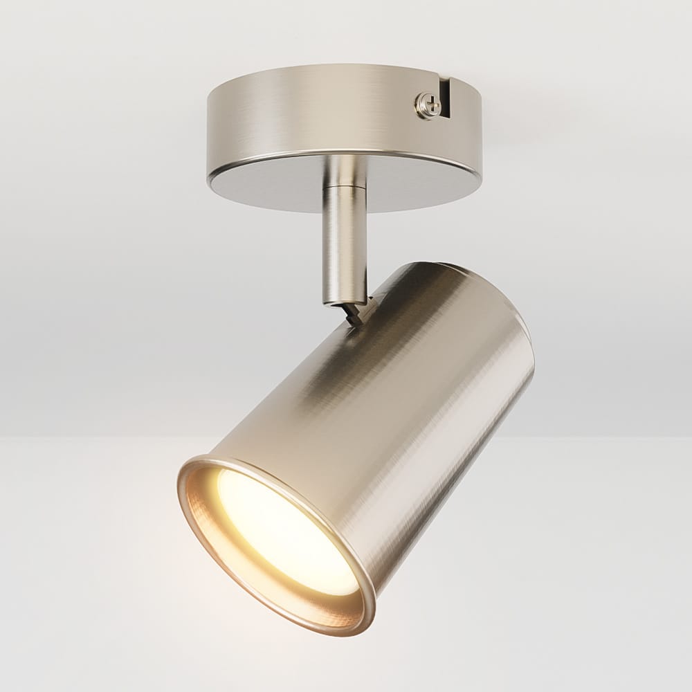 Riga - LED plafondlamp - 4 Watt 345 lumen - 2700K Warm wit - Draaibaar en dimbaar - GU10 - Kantelbaar - Plafondspot - IP20 voor binnen - RVS afbeelding