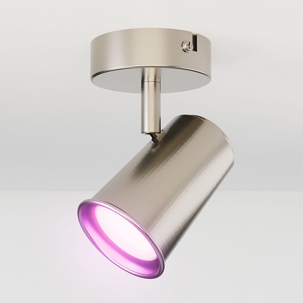 Riga - LED smart plafondlamp - 5 Watt 400 Lumen - Draaibaar en kantelbaar - GU10 - RGBWW - Wifi + Bluetooth - Google Home, Amazon Alexa en Siri - RVS - Bestuurbaar via App en Stem afbeelding