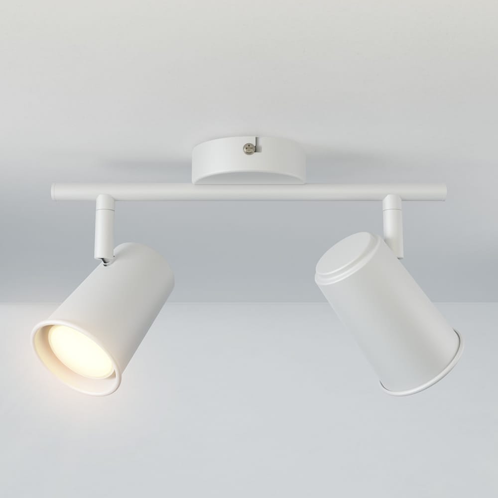 Riga - LED plafondlamp - 8 watt 690 lumen - 2 spots - 2700K Warm wit - Draaibaar en dimbaar - GU10 - Kantelbaar - Plafondspot - IP20 Voor binnen - Wit afbeelding 1