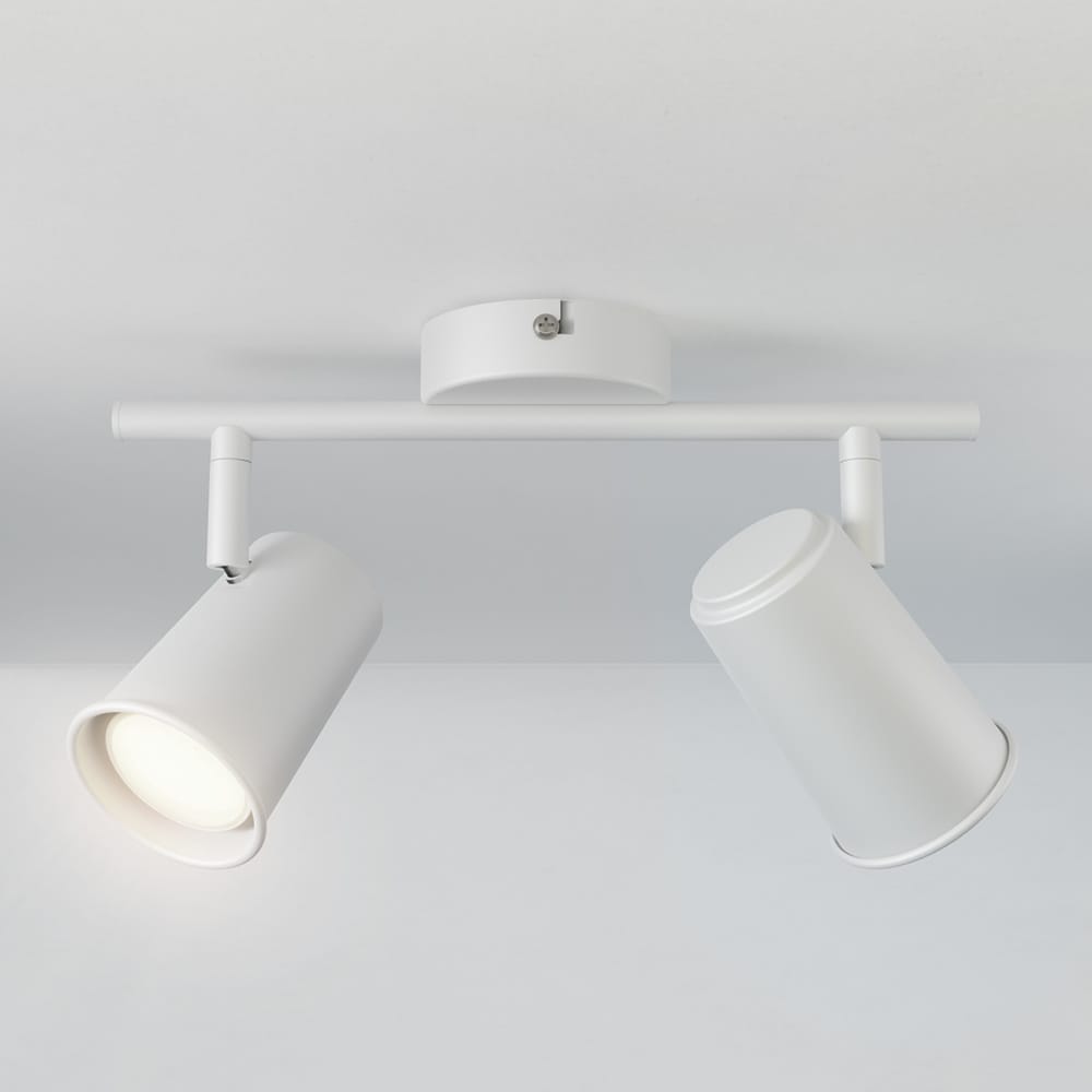 Riga - LED plafondlamp - 8 Watt 690 Lumen - 2 spots - 4000K Neutraal wit - Draaibaar en dimbaar - GU10 - Kantelbaar - Plafondspot - IP20 Voor binnen - Wit afbeelding 1