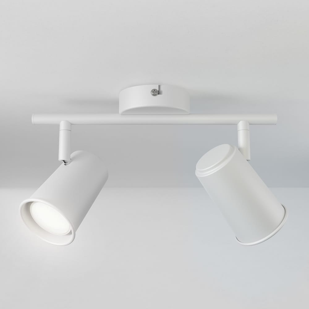 Riga - LED plafondlamp - 10 Watt 800 Lumen - 2 spots - 6000K Neutraal wit - Draaibaar en dimbaar - GU10 - Kantelbaar - Plafondspot - IP20 Voor binnen - Wit afbeelding