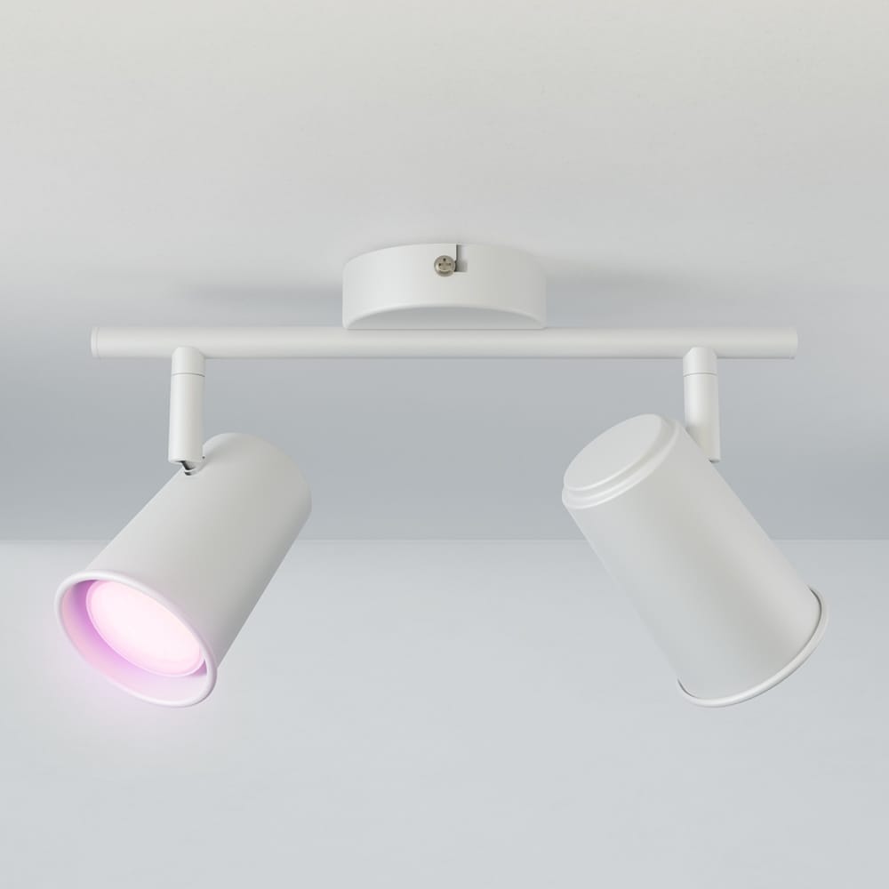 Riga LED smart plafondlamp 2 spots 10 Watt 800 Lumen Draaibaar en kantelbaar GU10 RGBWW Wifi Bluetooth Google Home, Amazon Alexa en Siri Wit Bestuurbaar via App en Stem