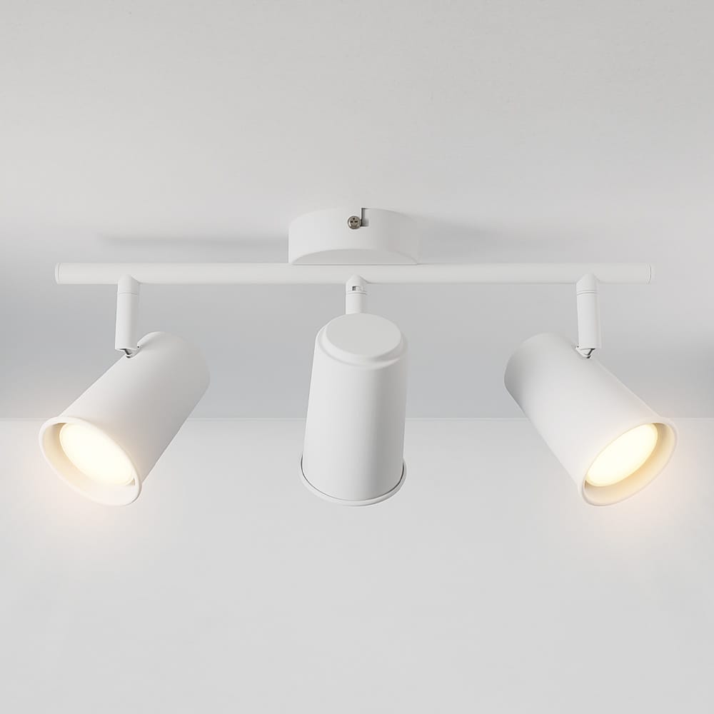Riga - LED plafondlamp - 14 Watt 1200 Lumen - 3 spots - 2700K Warm wit - Draaibaar en dimbaar - GU10 - Kantelbaar - Plafondspot - IP20 Voor binnen - Wit afbeelding