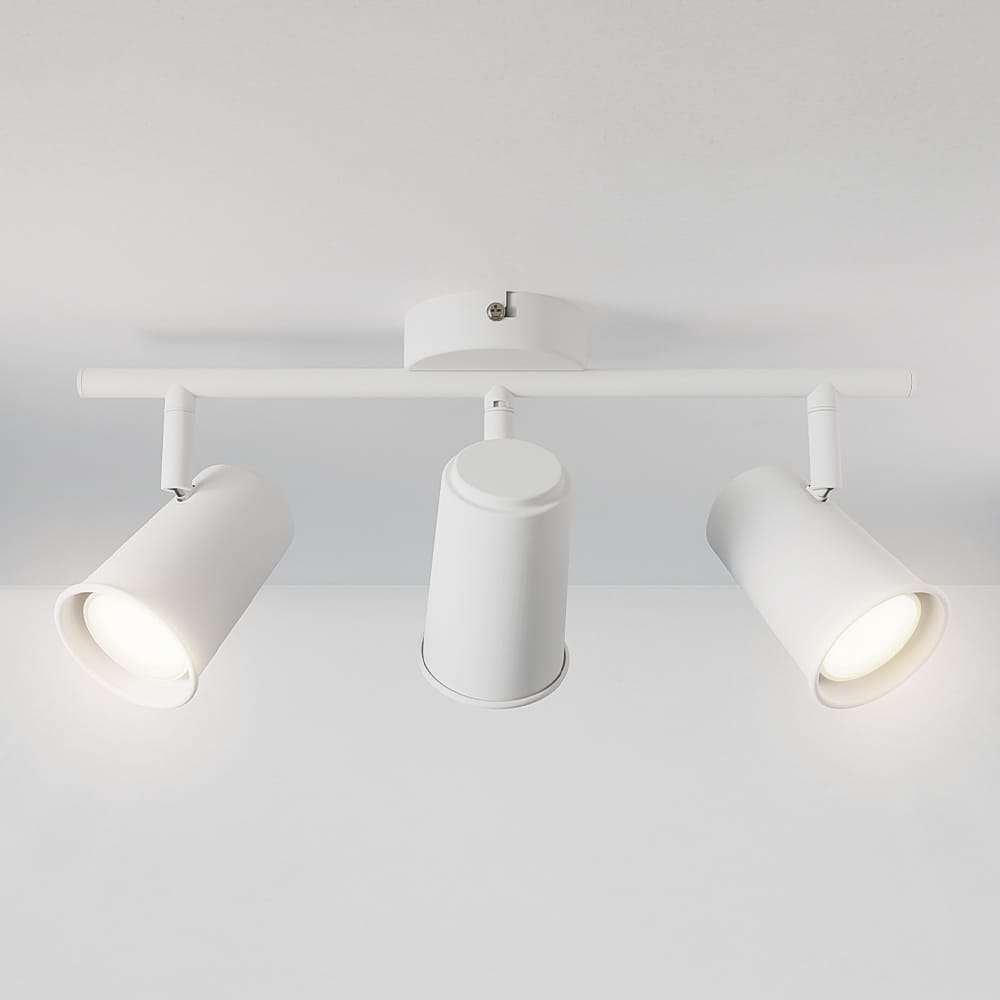 Riga - LED plafondlamp - 15 Watt 1200 Lumen - 3 spots - 4000K Neutraal wit - Draaibaar en dimbaar - GU10 - Kantelbaar - Plafondspot - IP20 Voor binnen - Wit afbeelding