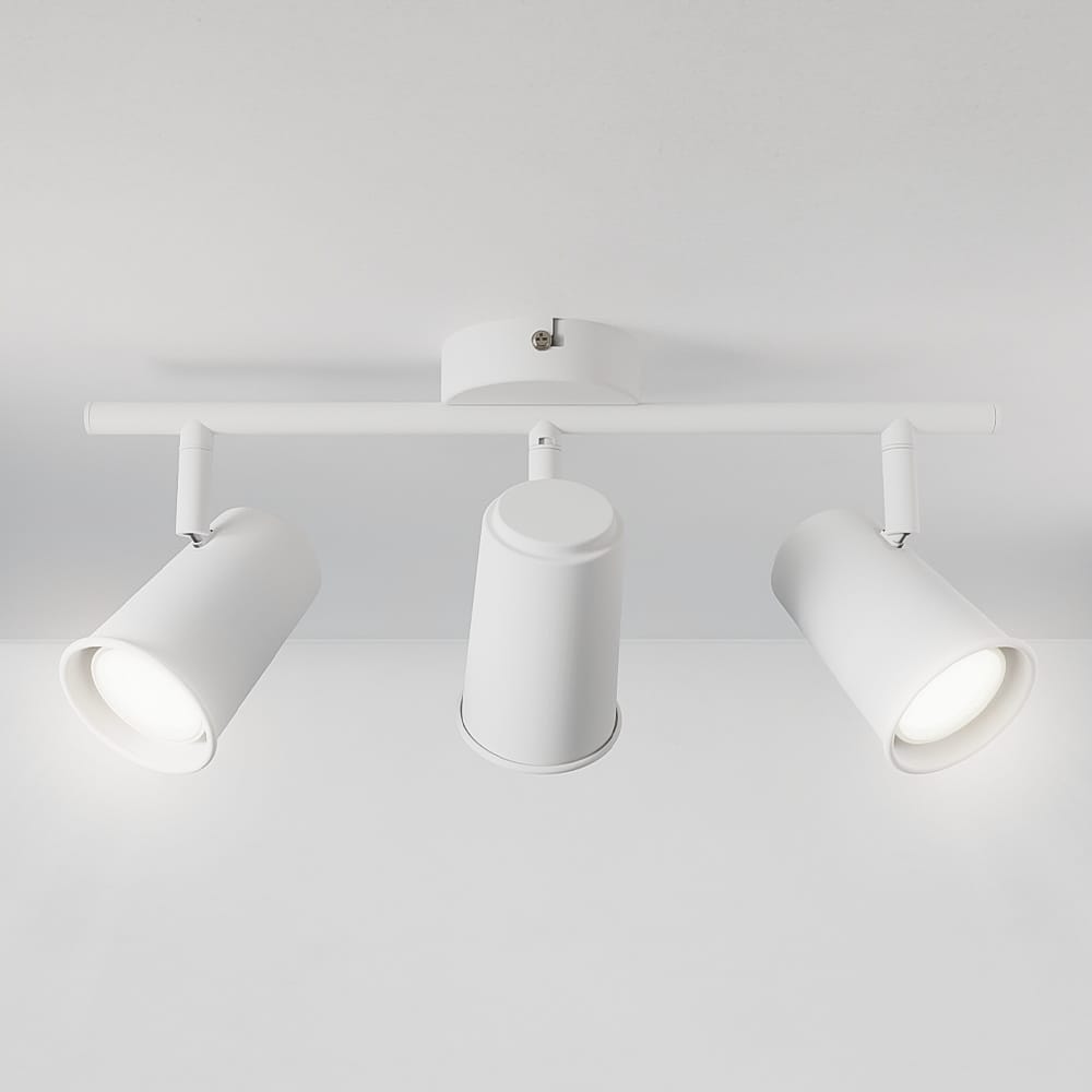 Riga - LED plafondlamp - 15 Watt 1200 Lumen - 3 spots - 6000K Neutraal wit - Draaibaar en dimbaar - GU10 - Kantelbaar - Plafondspot - IP20 Voor binnen - Wit afbeelding